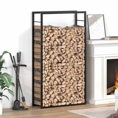 Vidaxl haardhoutrek matzwart 80x28x154 cm staal