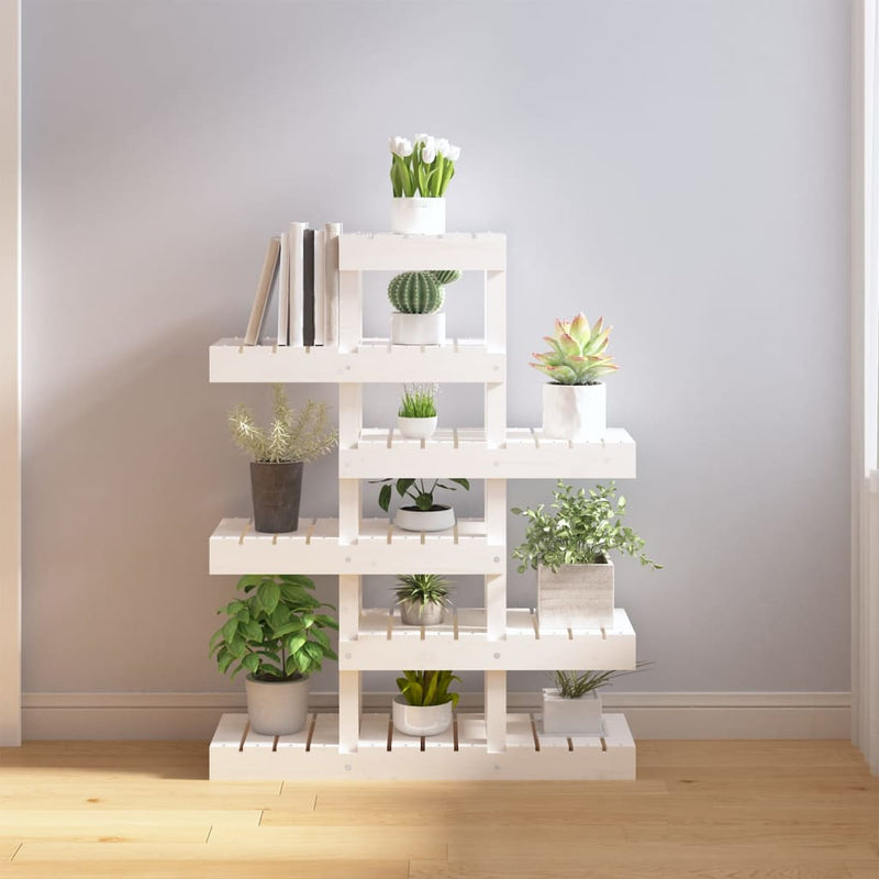 Vidaxl Plant Standard 85x25x109.5 cm de pino sólido blanco
