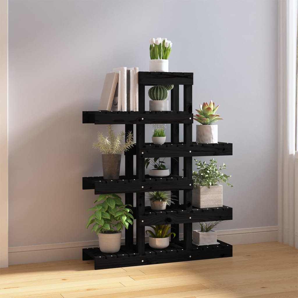 Vidaxl Plant Standard 85x25x109.5 cm Pino solido nero