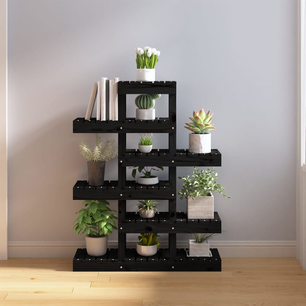 Vidaxl Plant Standard 85x25x109.5 cm Pino solido nero
