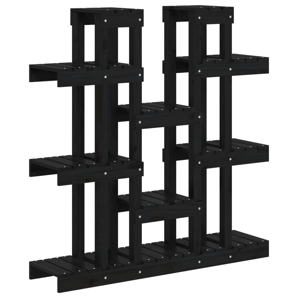 Vidaxl Plant Standard 104.5x25x109.5 cm de madera de pino sólido negro