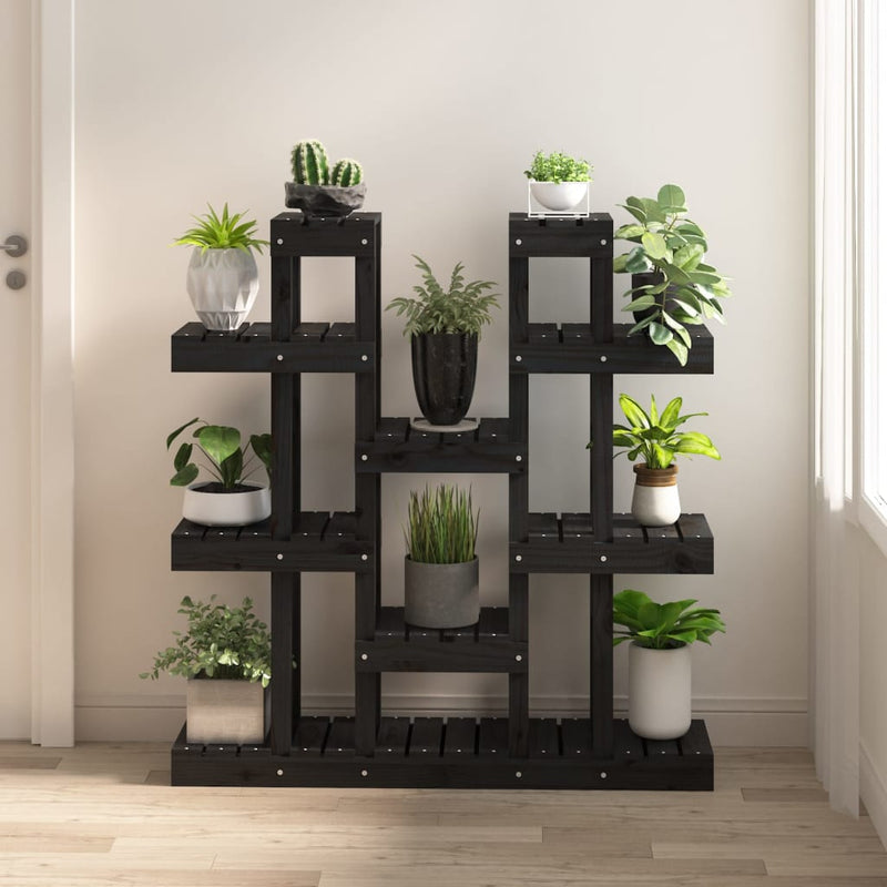 Vidaxl Plant Standard 104.5x25x109.5 cm de madera de pino sólido negro