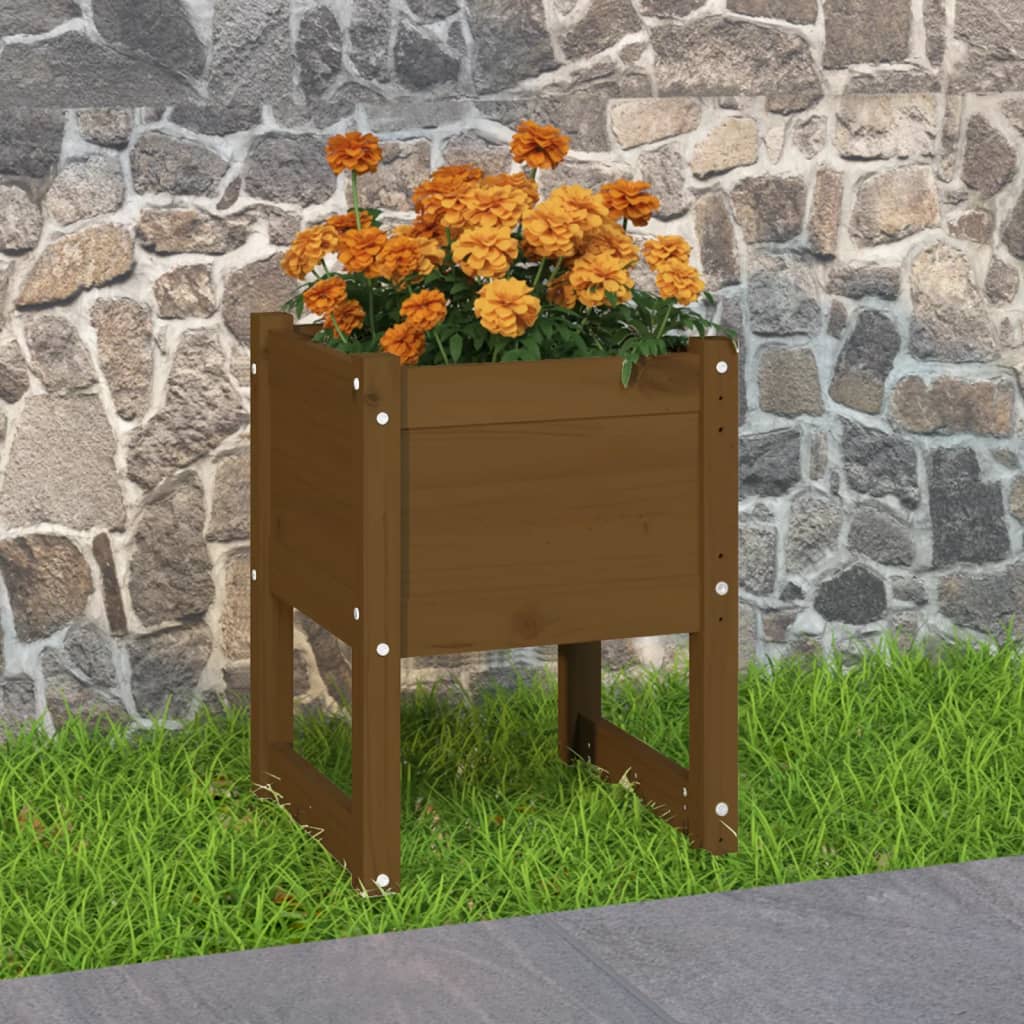 Vidaxl Planning Box 40x40x52.5 cm de pino sólido marrón marrón