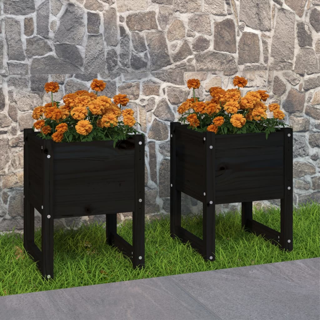 Vidaxl fioriere 2 ST 40x40x52.5 cm Pino solido nero