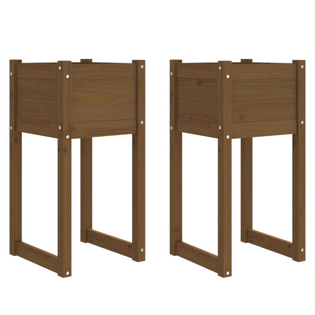 Plantadores Vidaxl 2 ST 40x40x81 cm de pino sólido marrón marrón