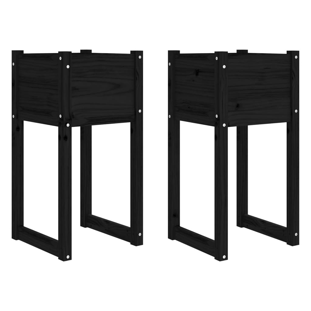Plantadores Vidaxl 2 ST 40X40X81 CM SOLID PINE NEGRO