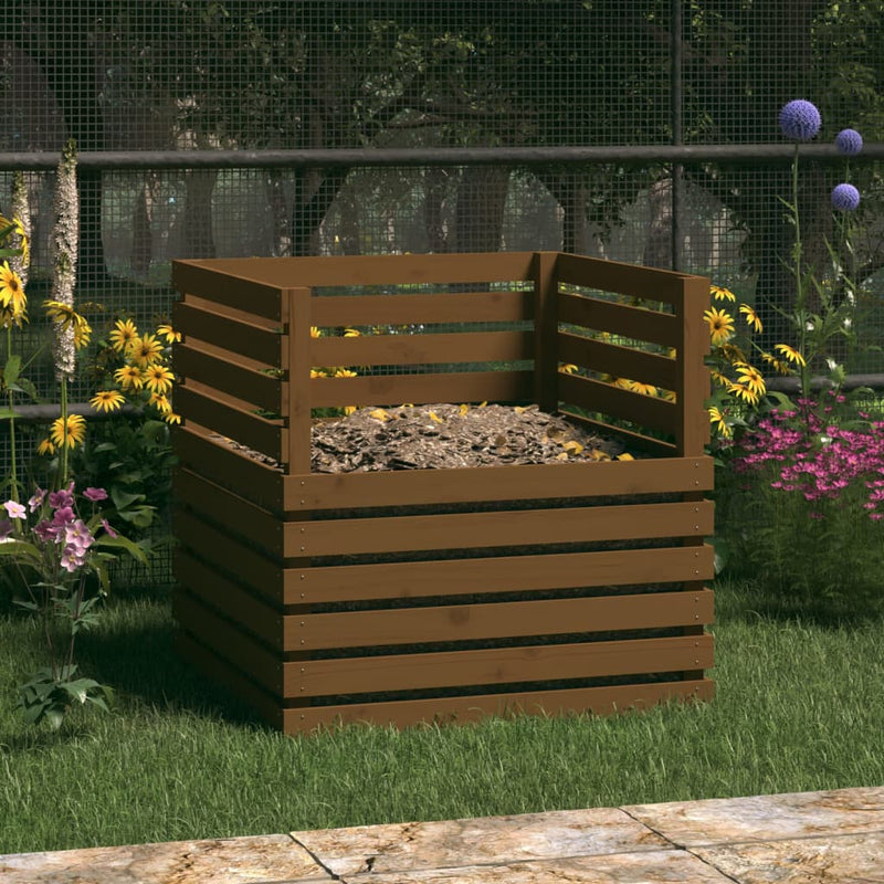 Vidaxl Compost Bin 80x80x78 cm de pino sólido marrón