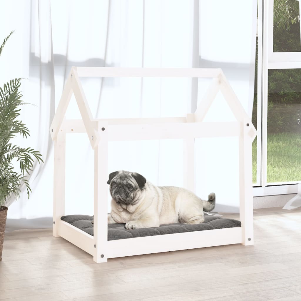 Vidaxl Cama para perros 71x55x70 cm Pino sólido White