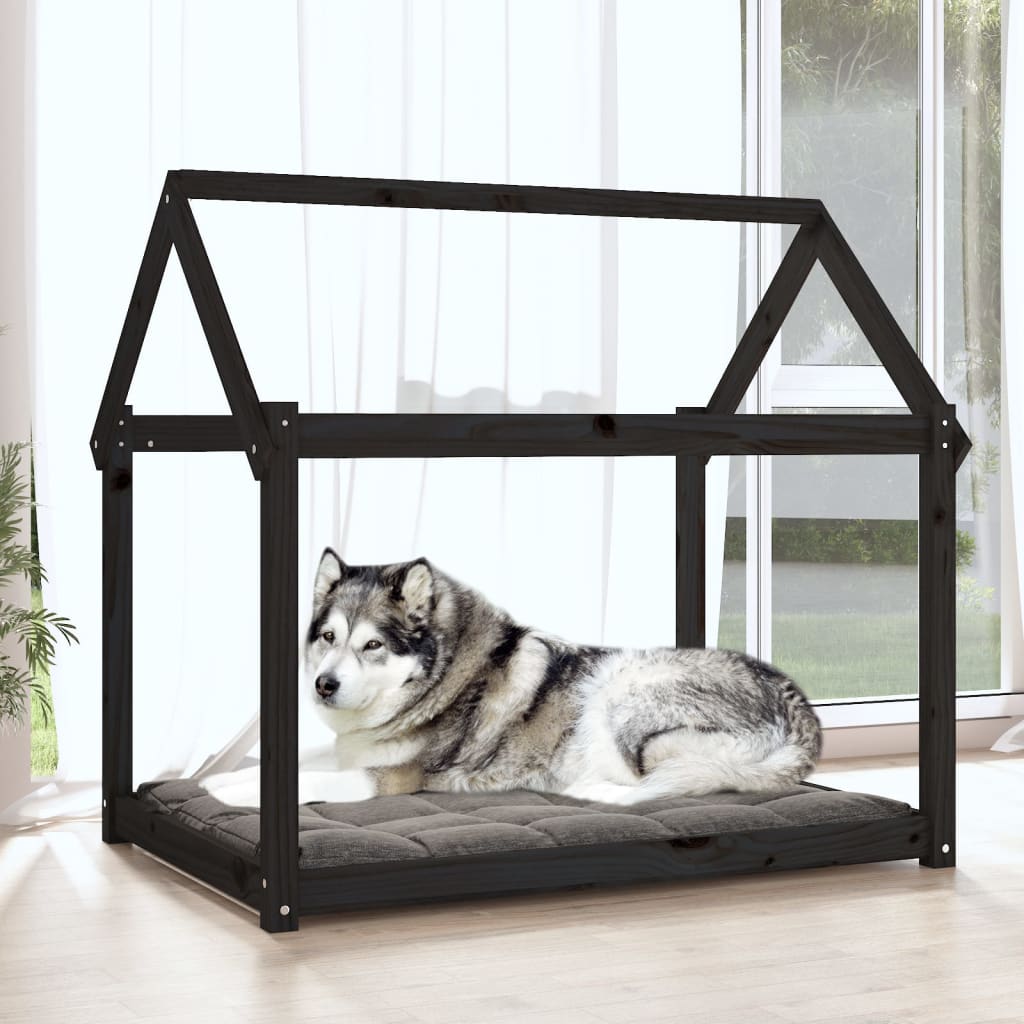 Vidaxl Dog Basket 111x80x100 cm Pino solido nero