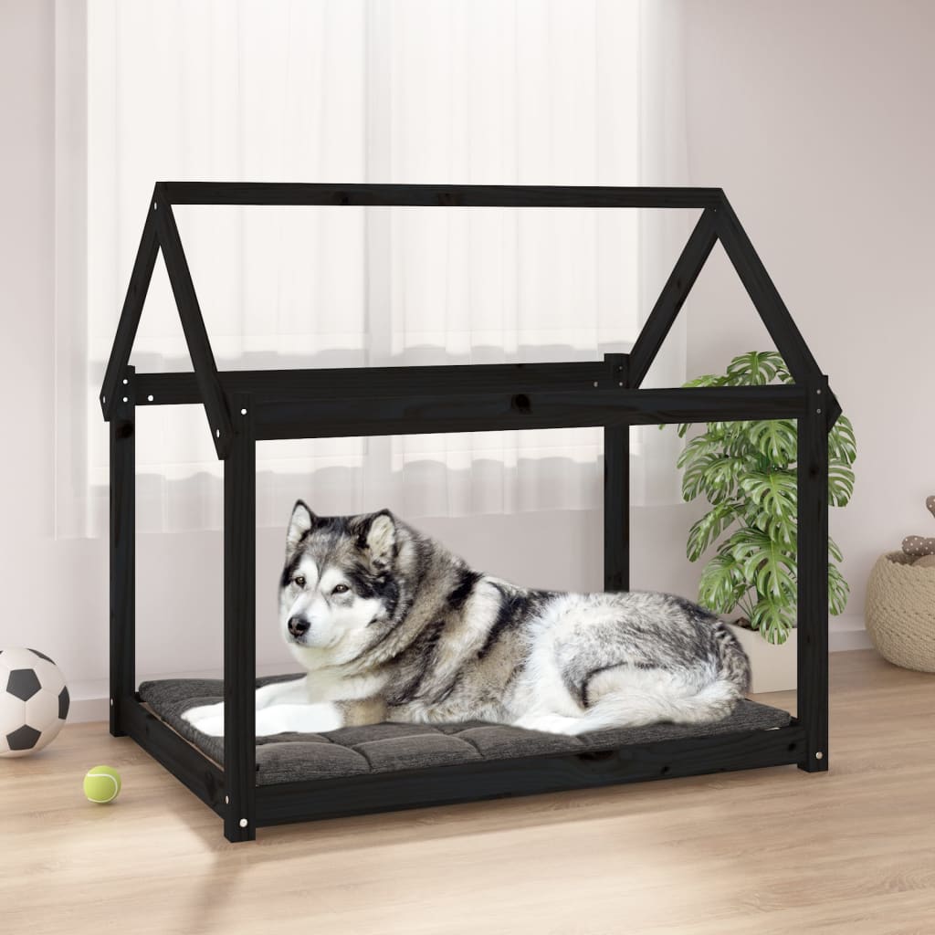 Vidaxl Dog Basket 111x80x100 cm Pino solido nero
