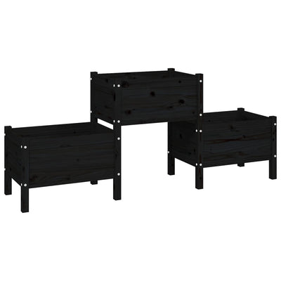 Casella di pianificazione Vidaxl 178.5x44x75 cm Pino solido nero