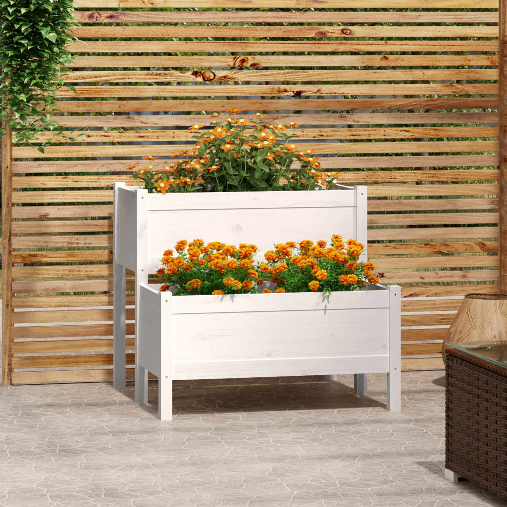 Vidaxl Planning Box 84.5x84x75 cm de pino sólido blanco