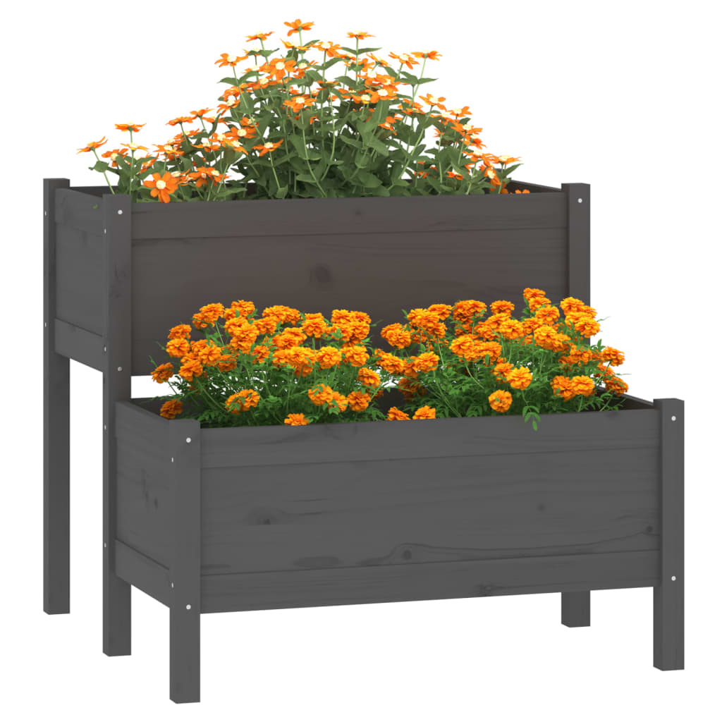 Vidaxl Planning Box 84.5x84x75 cm Solid Pine Gray