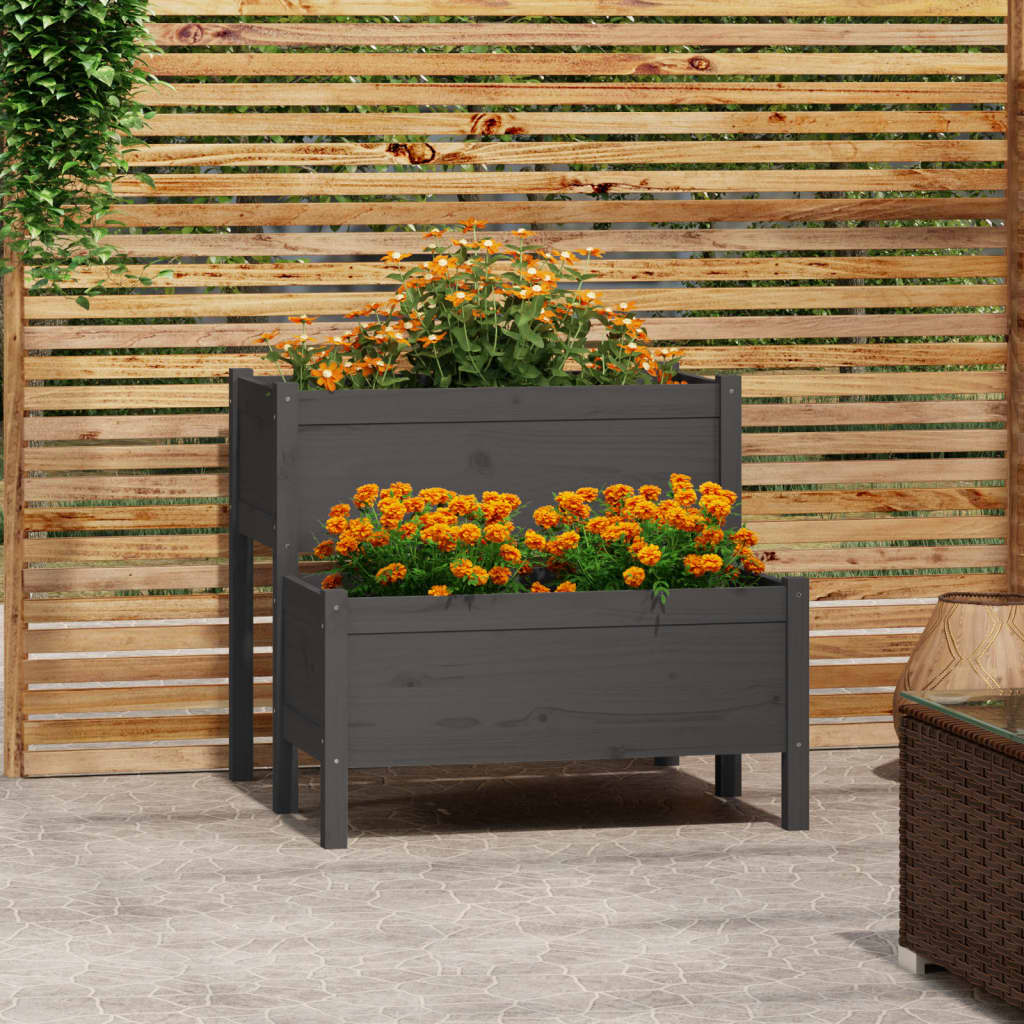 Vidaxl Planning Box 84.5x84x75 cm Solid Pine Gray