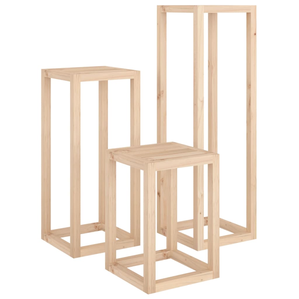 Vidaxx Juego de soporte para plantas de 3 piezas de madera maciza de pino