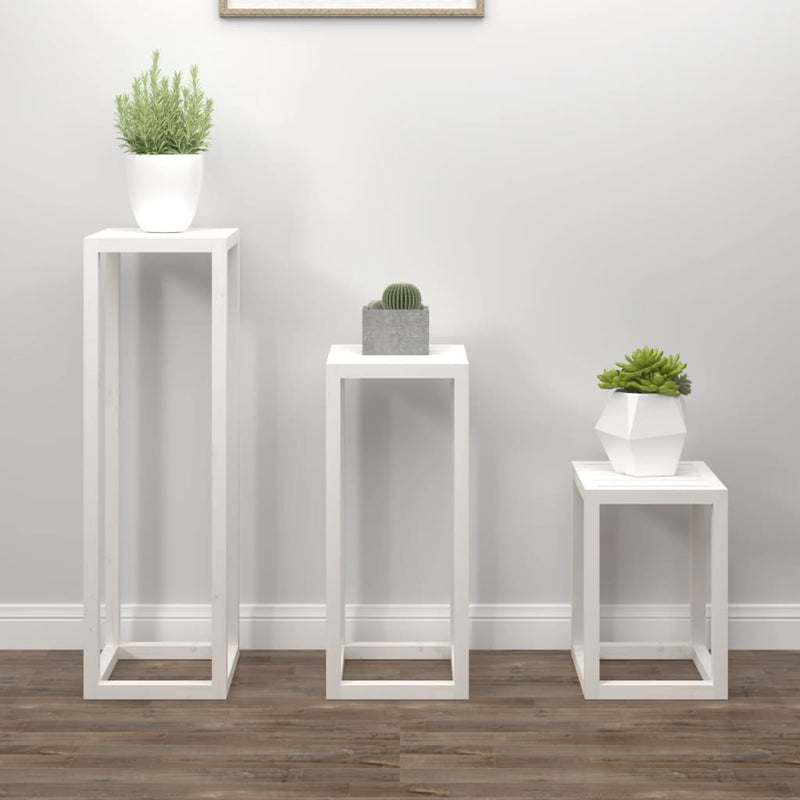 Vidaxl 3 partes de stand de planta pino sólido