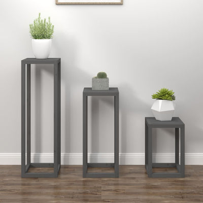 Vidaxl 3 partes de stand de planta Pino Solid Pine Gray