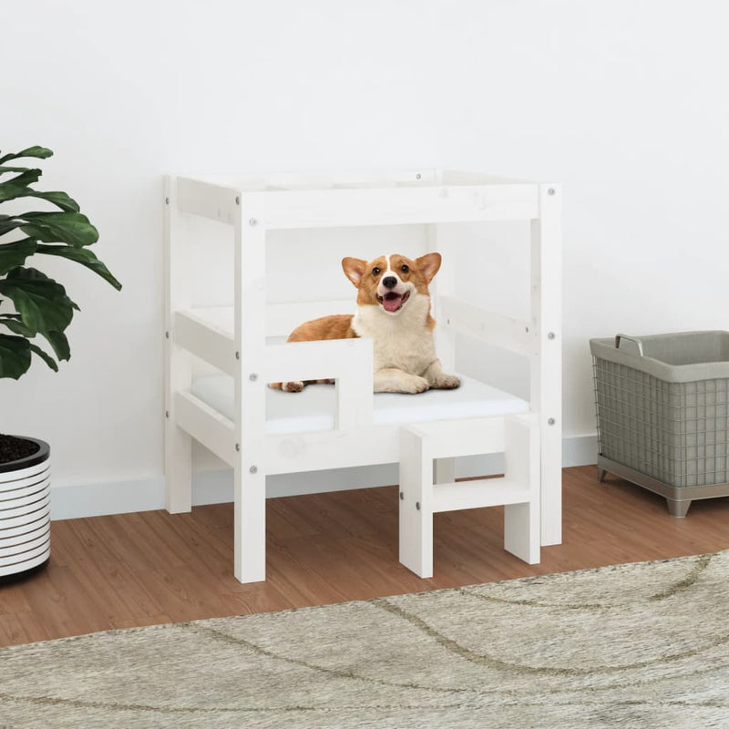 Vidaxl Dog Basket 55.5x53.5x60 cm Pino solido bianco