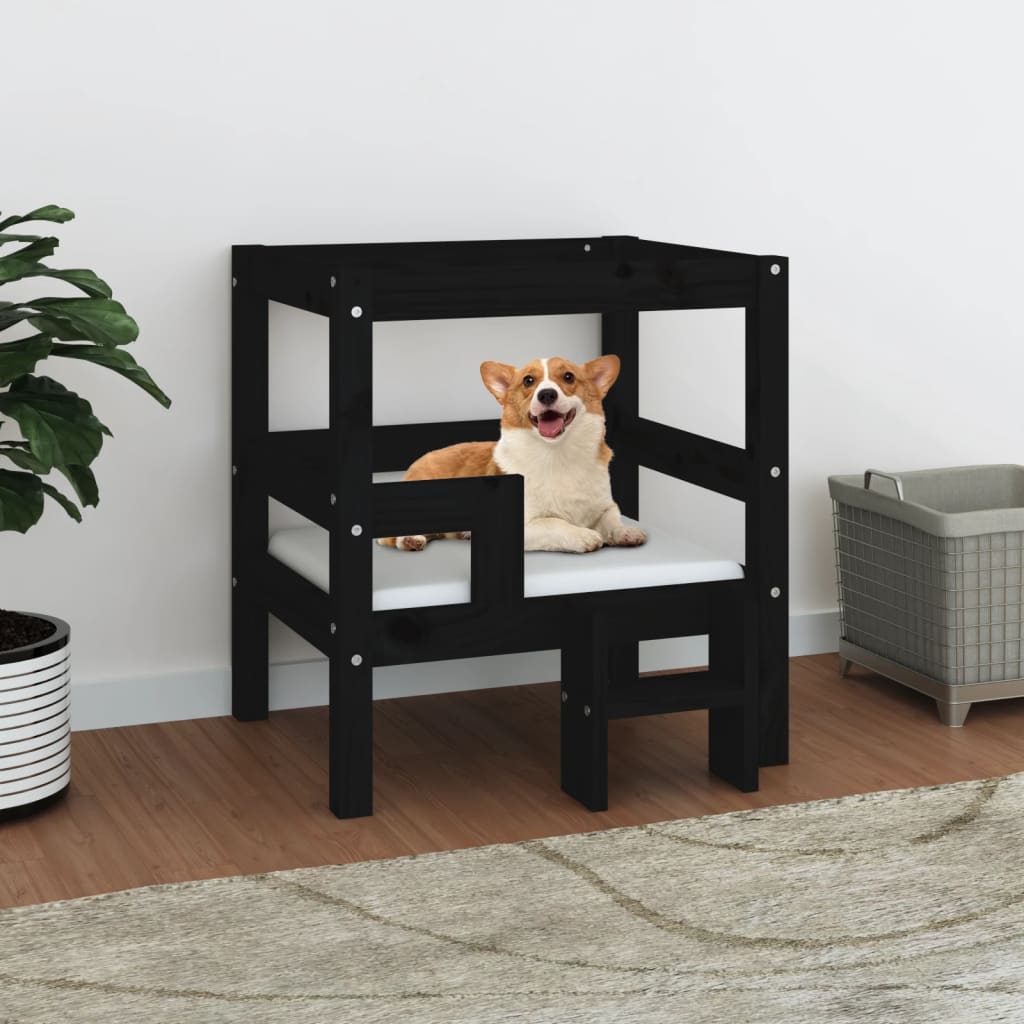 Canasta de perros de Vidaxl 55.5x53.5x60 cm de pino sólido negro