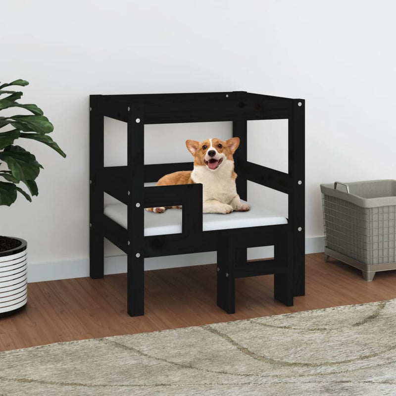 Vidaxl Dog Basket 55.5x53.5x60 cm Pino solido nero