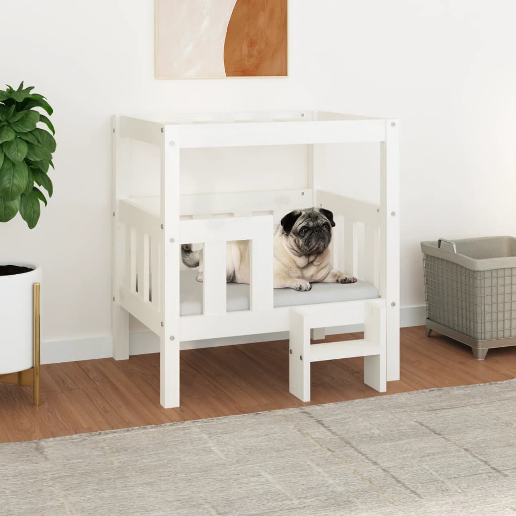 Vidaxl Dog Basket 65.5x43x70 cm Pino solido bianco