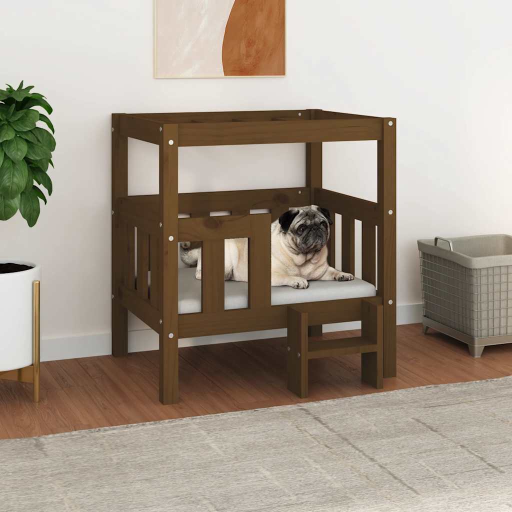 Canasta de perros de Vidaxl 65.5x43x70 cm de pino sólido marrón marrón
