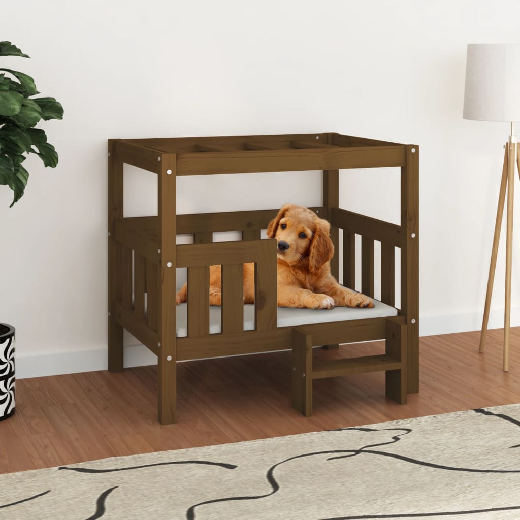 Canasta de perros de Vidaxl 75.5x63.5x70 cm de pino sólido marrón marrón