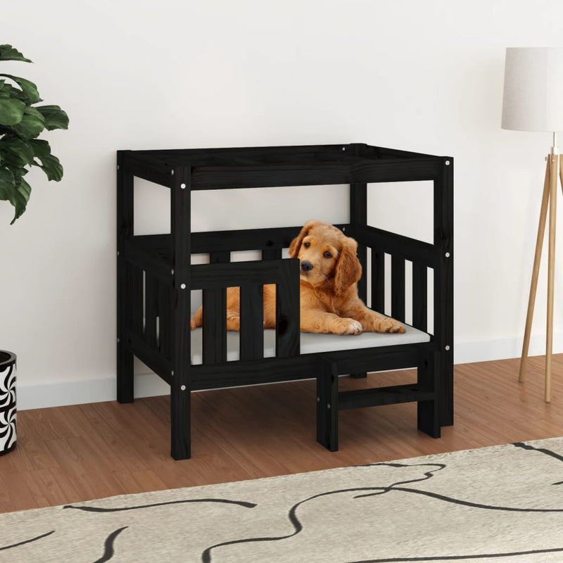 Vidaxl Dog Basket 75.5x63.5x70 cm Pino solido nero