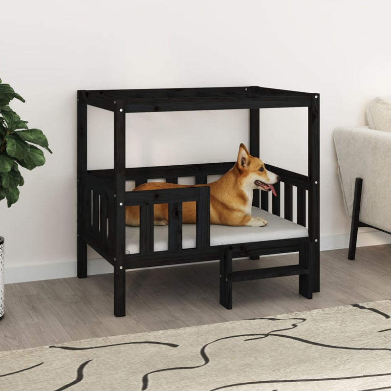 Canasta de perros de Vidaxl 95.5x73.5x90 cm de pino sólido negro