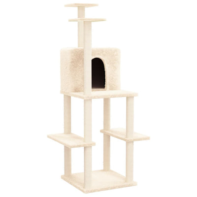 Muebles de gato de Vidaxl con postes de rascado sisal 144.5 cm de crema