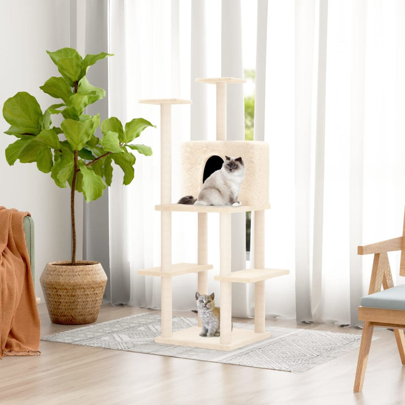 Vidaxl Cat Furniture con graffi di sisal 144,5 cm crema