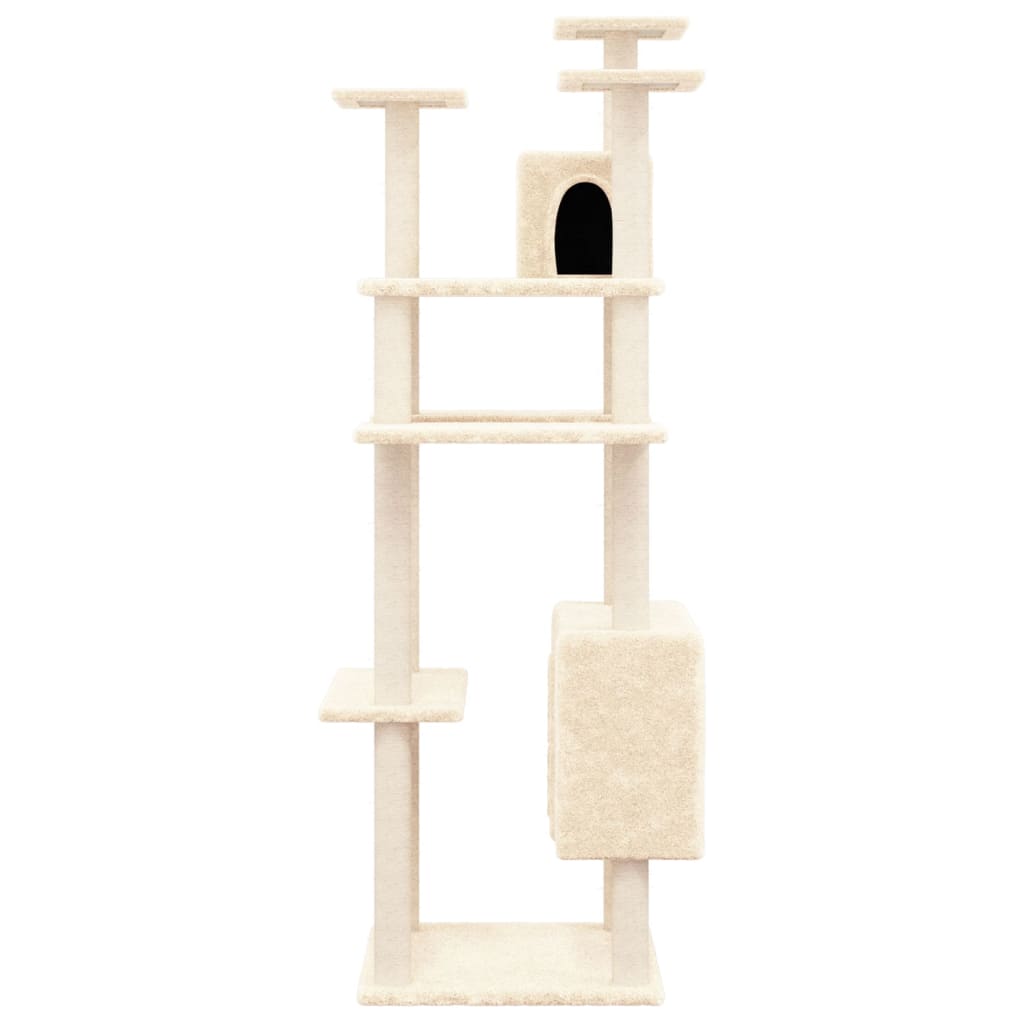 VidaXL Kattenmeubel met sisal krabpalen 162 cm crèmekleurig