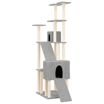 Muebles de gato de Vidaxl con postes de rascado de sisal 190 cm de gris claro