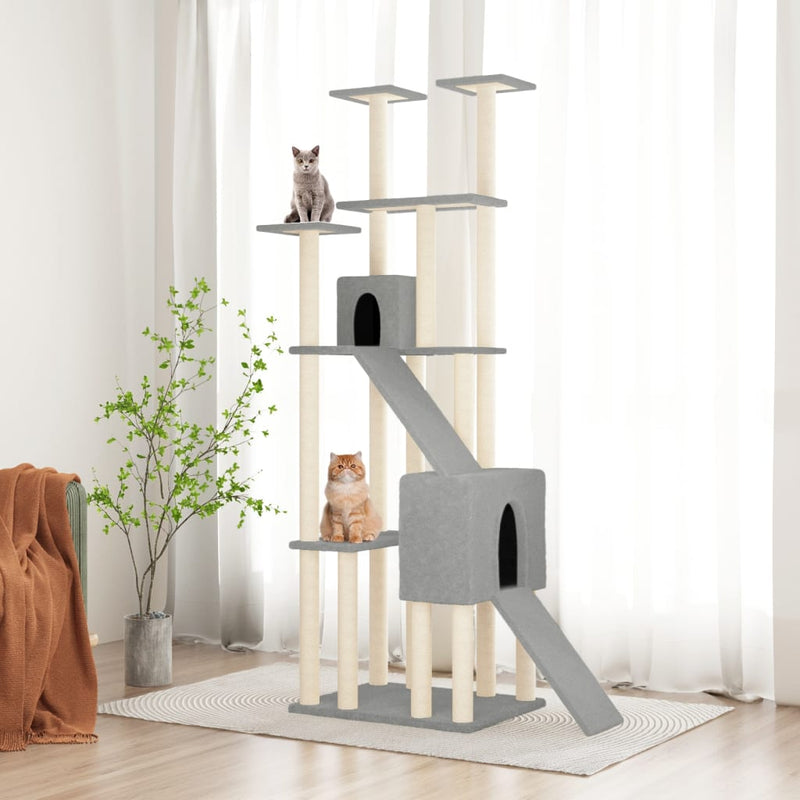 Muebles de gato de Vidaxl con postes de rascado de sisal 190 cm de gris claro
