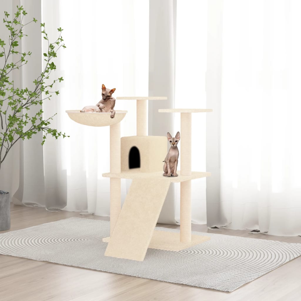 Muebles de gato de Vidaxl con postes de rascado de sisal 83 cm de crema