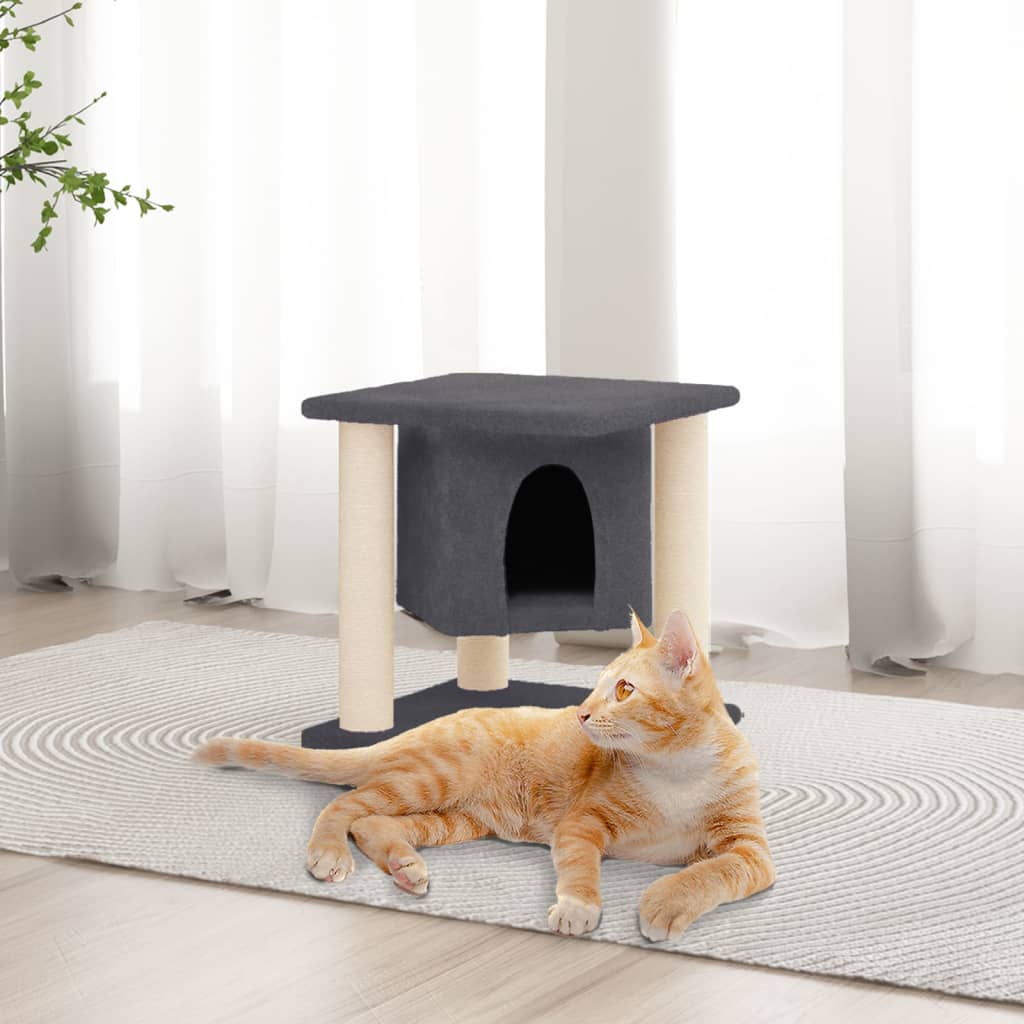 Muebles de gato de Vidaxl con postes de rascado de sisal 37 cm de gris oscuro