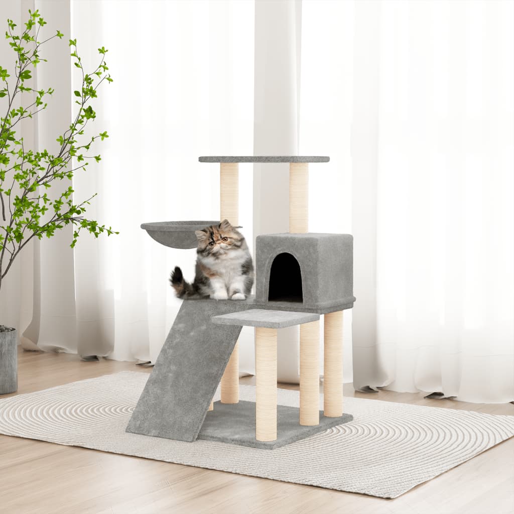 Muebles de gato de Vidaxl con postes de rascado de sisal 82 cm de gris claro