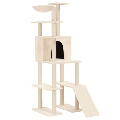 Muebles de gato de Vidaxl con postes de rascado de sisal de 166 cm de crema