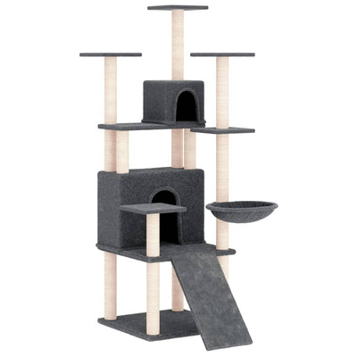 Muebles de gato de Vidaxl con postes de rascado de sisal 154 cm de gris oscuro
