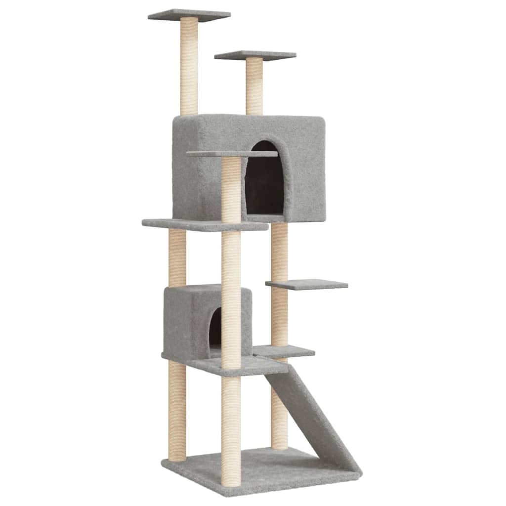 Muebles de gato de Vidaxl con postes de rascado de sisal 153 cm de gris claro
