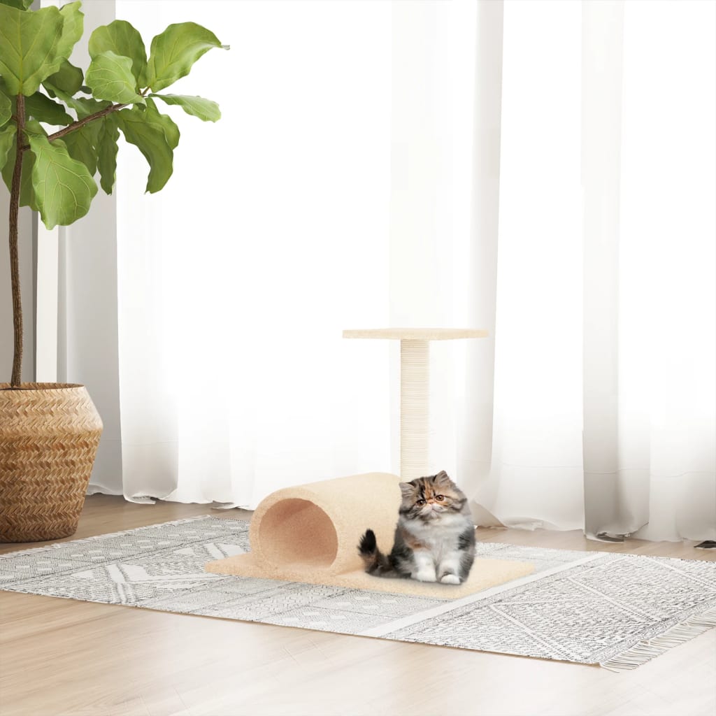 Vidaxl Cat Furniture con tunnel 60x34.5x50 cm Crema
