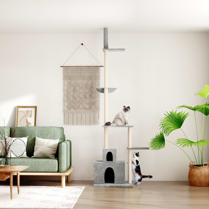 Vidaxl Muebles de gato piso a techo 250.5-276.5 cm de gris claro