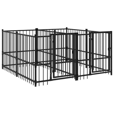 VidaXL Hondenkennel voor buiten 3,75 m² staal