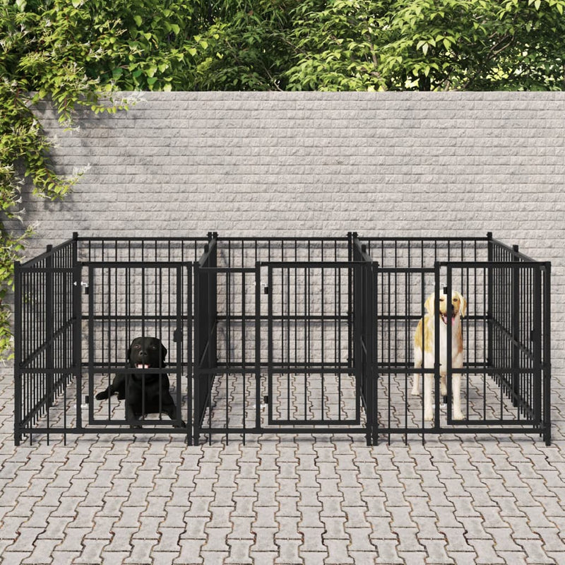 Perrera de perros de Vidaxl para acero exterior de 5.63 m²