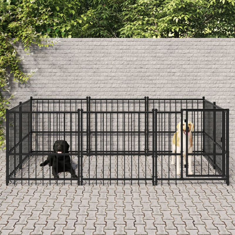 Perrera de perros de Vidaxl para acero exterior de 5.63 m²