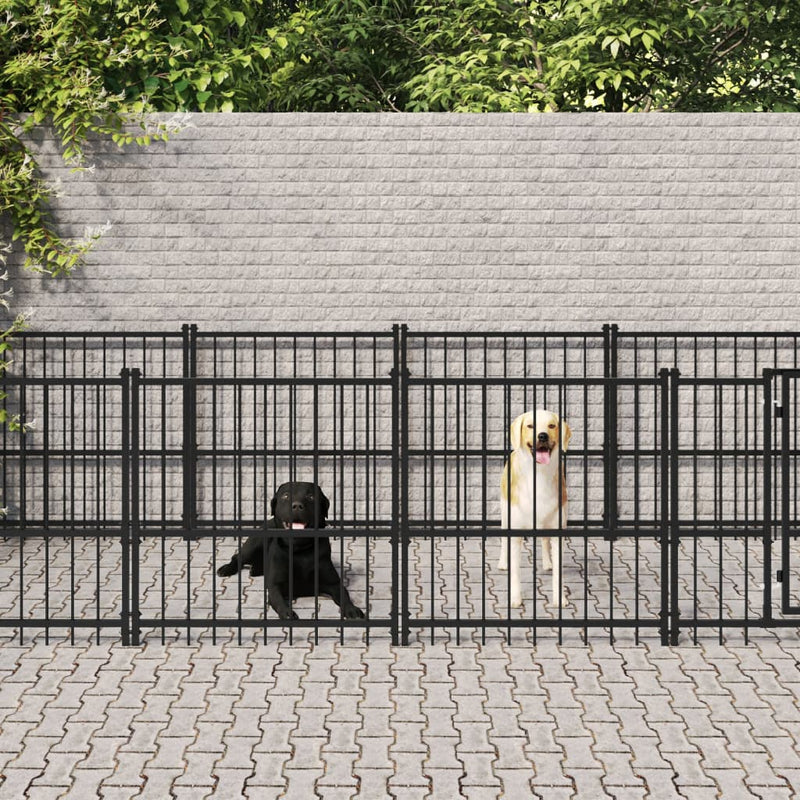 Perrera de perros de Vidaxl para acero exterior de 16.89 m²