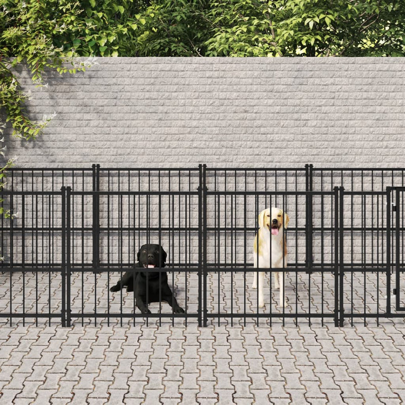 Perrera de perros de Vidaxl para acero afuera de 18.77 m²