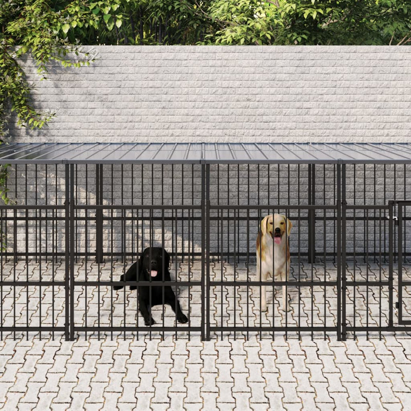 Perrera de perros Vidaxl con techo de 7.51 m² de acero