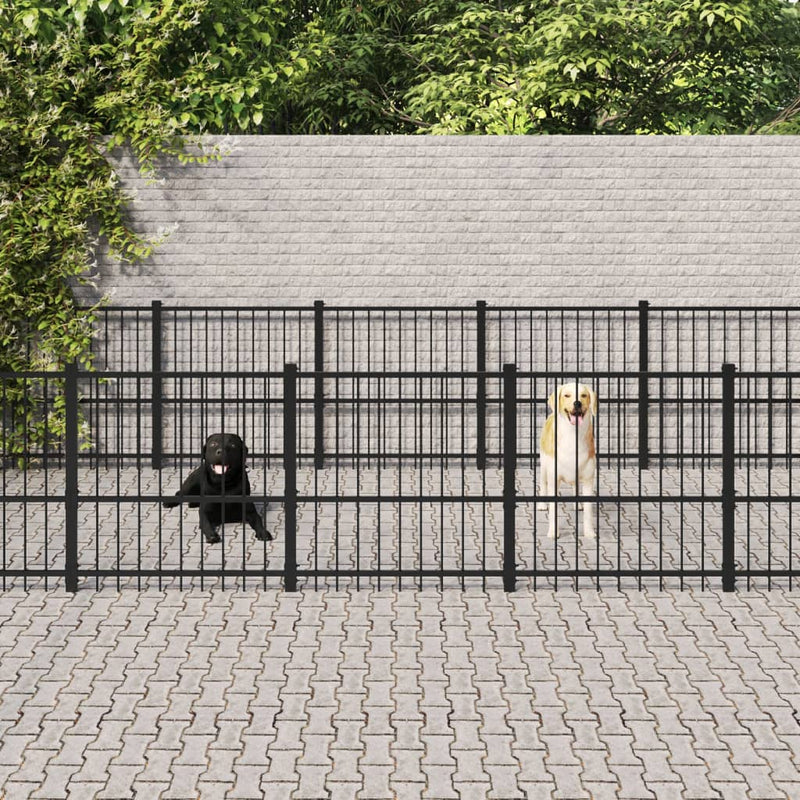 Perrera de perros Vidaxl para acero exterior de 25.4 m²