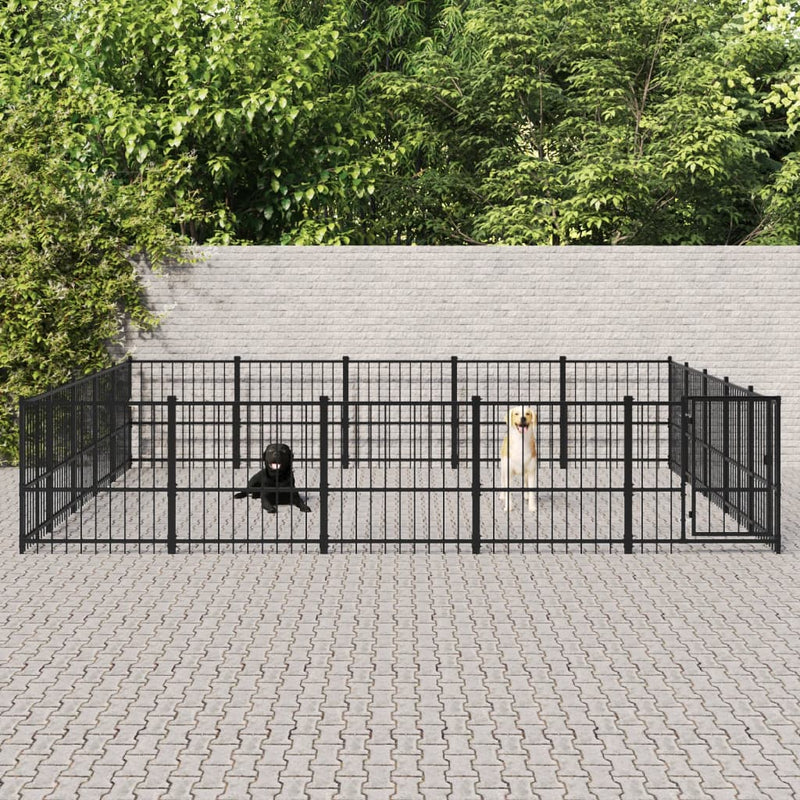 Perrera de perros Vidaxl para acero afuera de 23.52 m²
